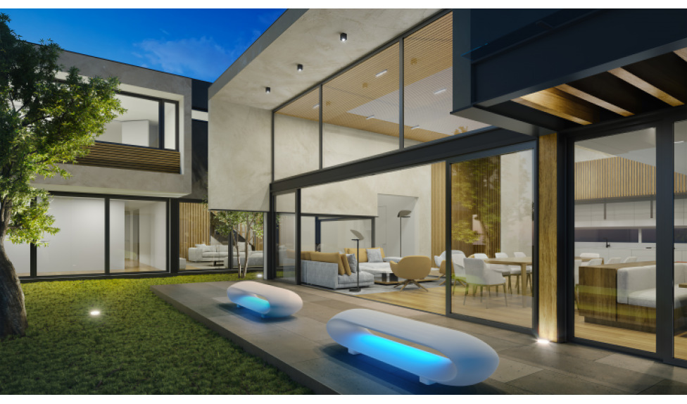 Пластиковые скамейки с подсветкой - фото