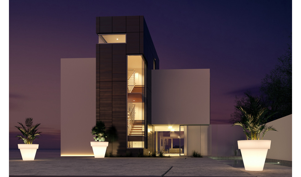 Кашпо с подсветкой для цветов - фото