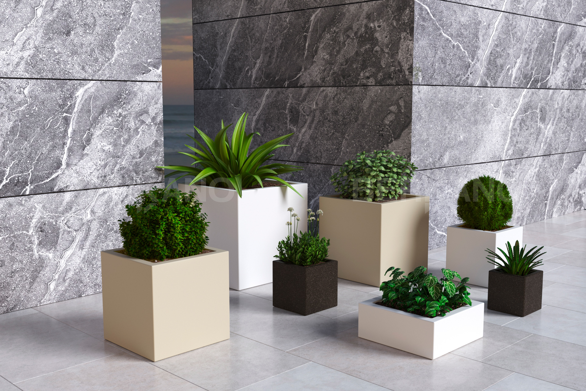 Дизайнерское Кашпо Quarter 70 Blue Pine - фото 0