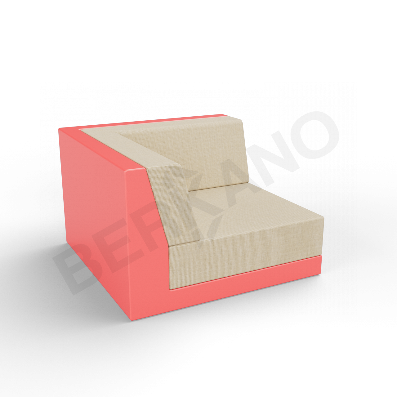 Угловой модуль Quarter modular с подушками красного цвета / аксессуар бежевого цвета - фото 1