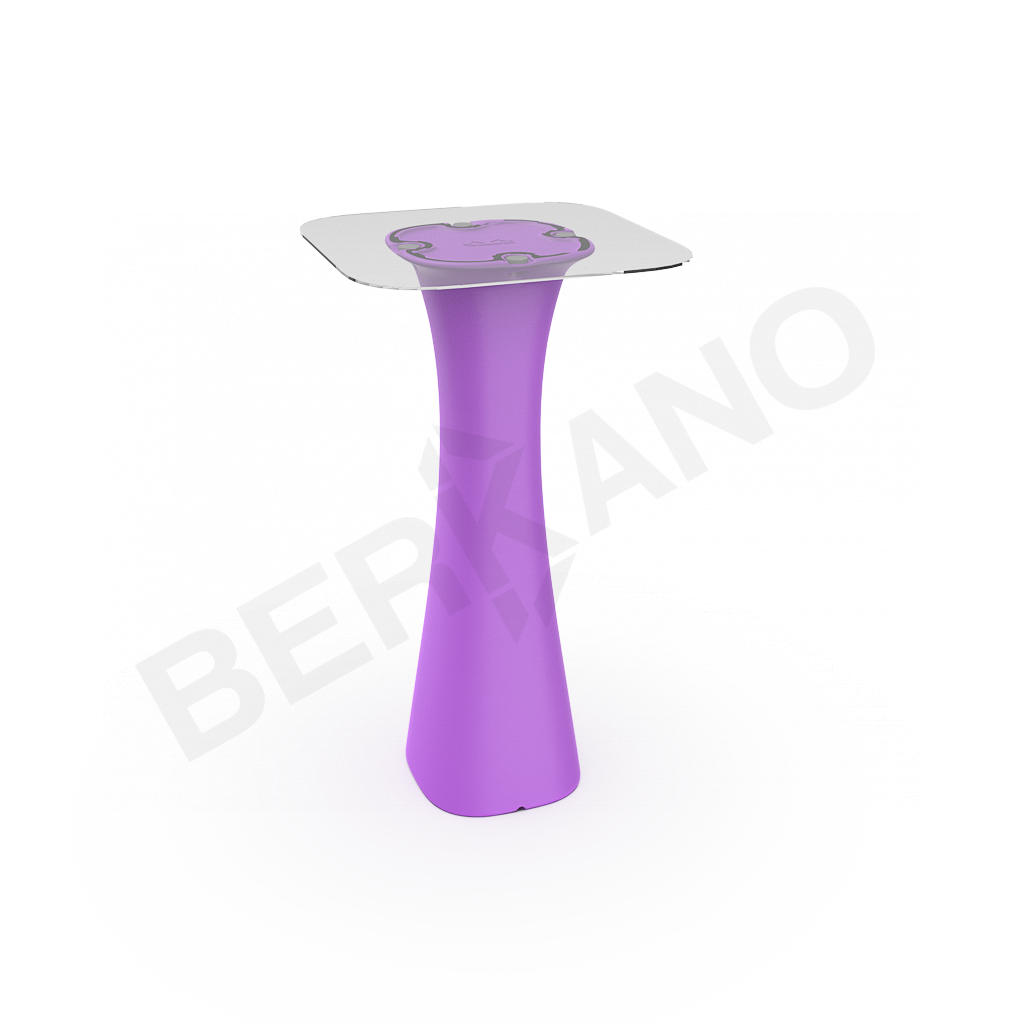 Стол барный со стеклом Grace Bar Square сиреневого цвета - фото 1