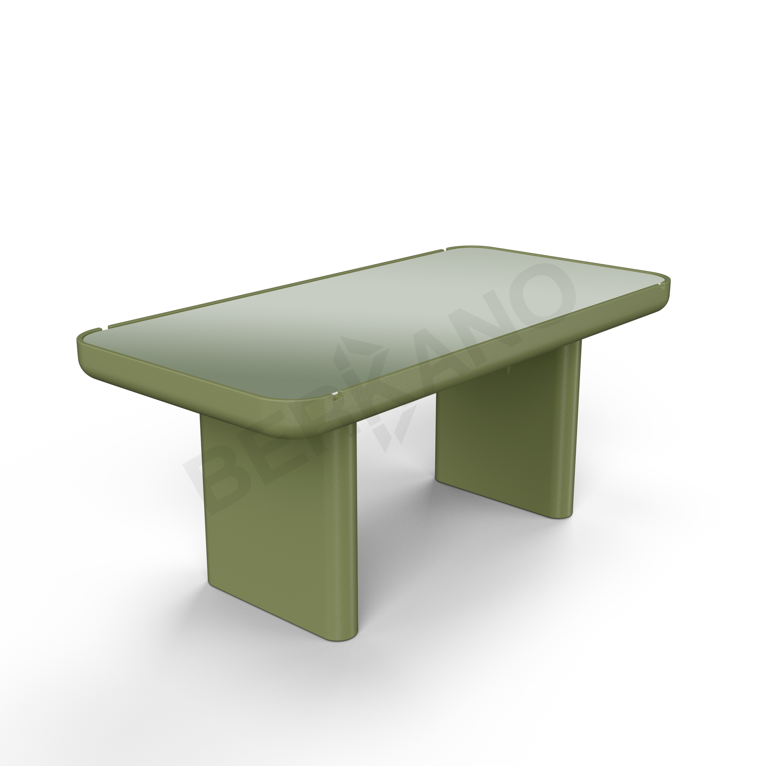 Стол Grace большой со стеклом темно-зеленого цвета - фото 1