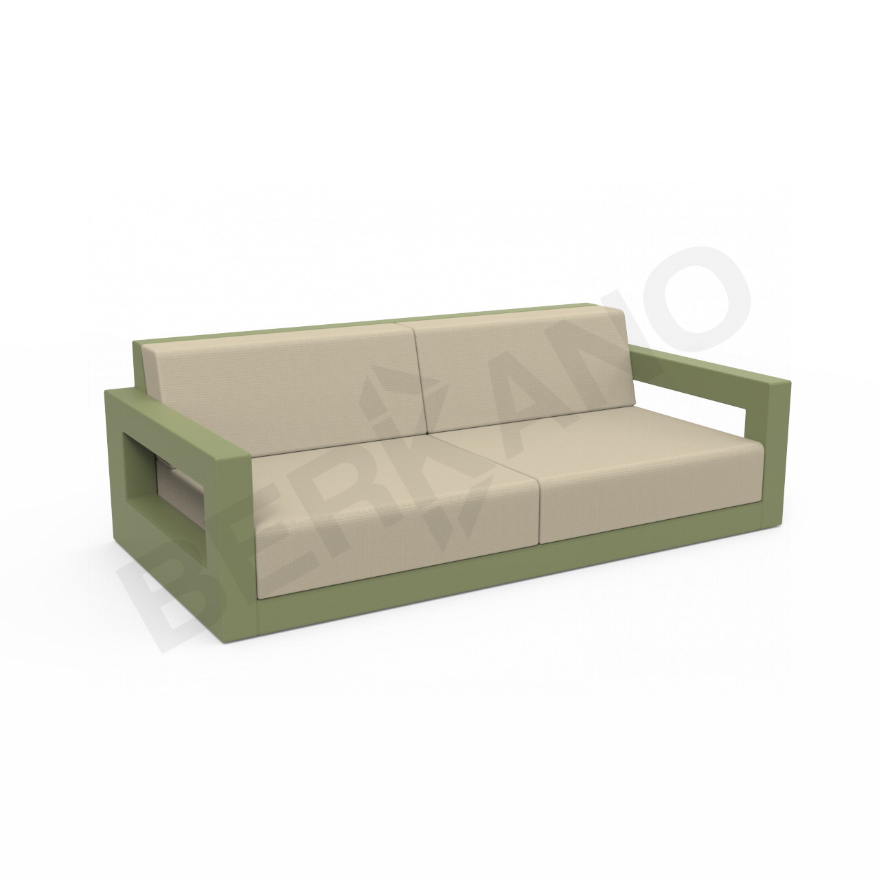 Диван Quarter lounge с подушками темно-зеленого цвета / аксессуар бежевого цвета - фото 1
