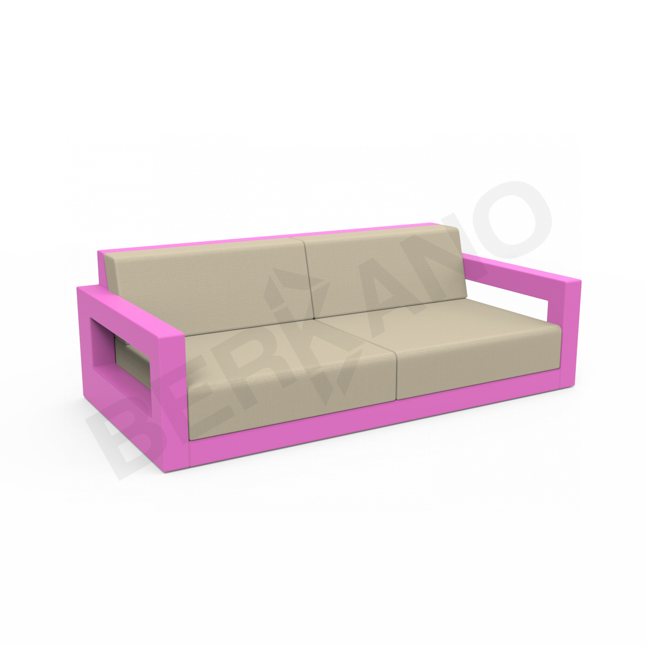 Диван Quarter lounge с подушками фиолетового цвета / аксессуар бежевого цвета - фото 1