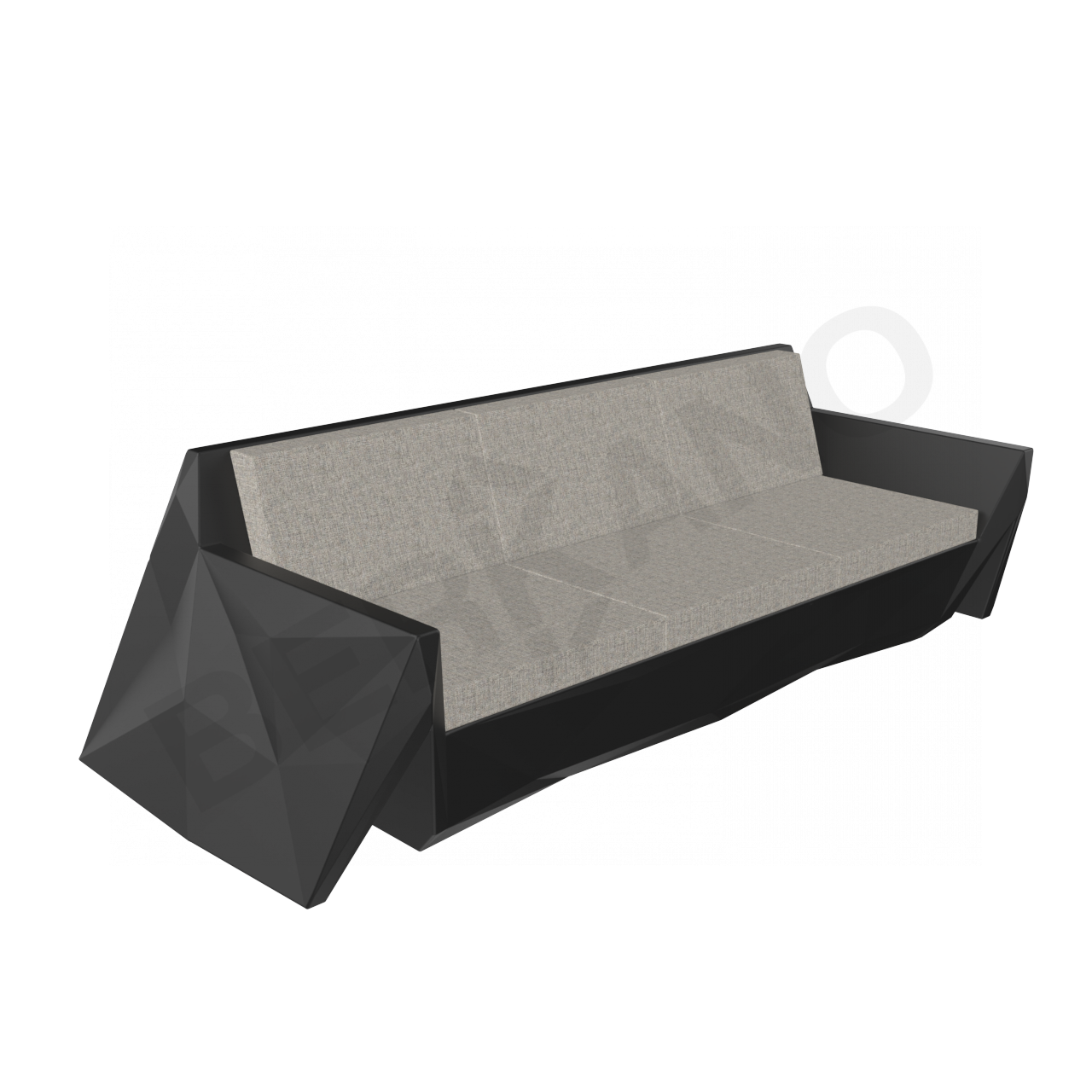 Диван Quaro с подушками черного цвета / аксессуар Light grey - фото 1