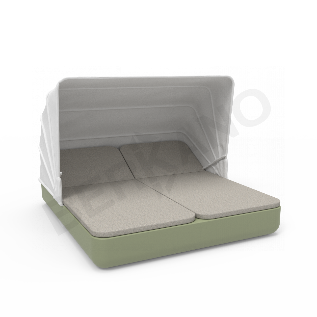 Шезлонг Grace Double Canopy с подушками темно-зеленого цвета / аксессуар Light grey - фото 1