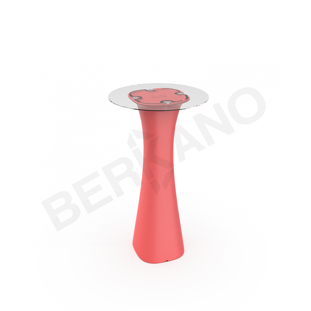 Стол барный со стеклом Grace Bar Round красного цвета - фото 1