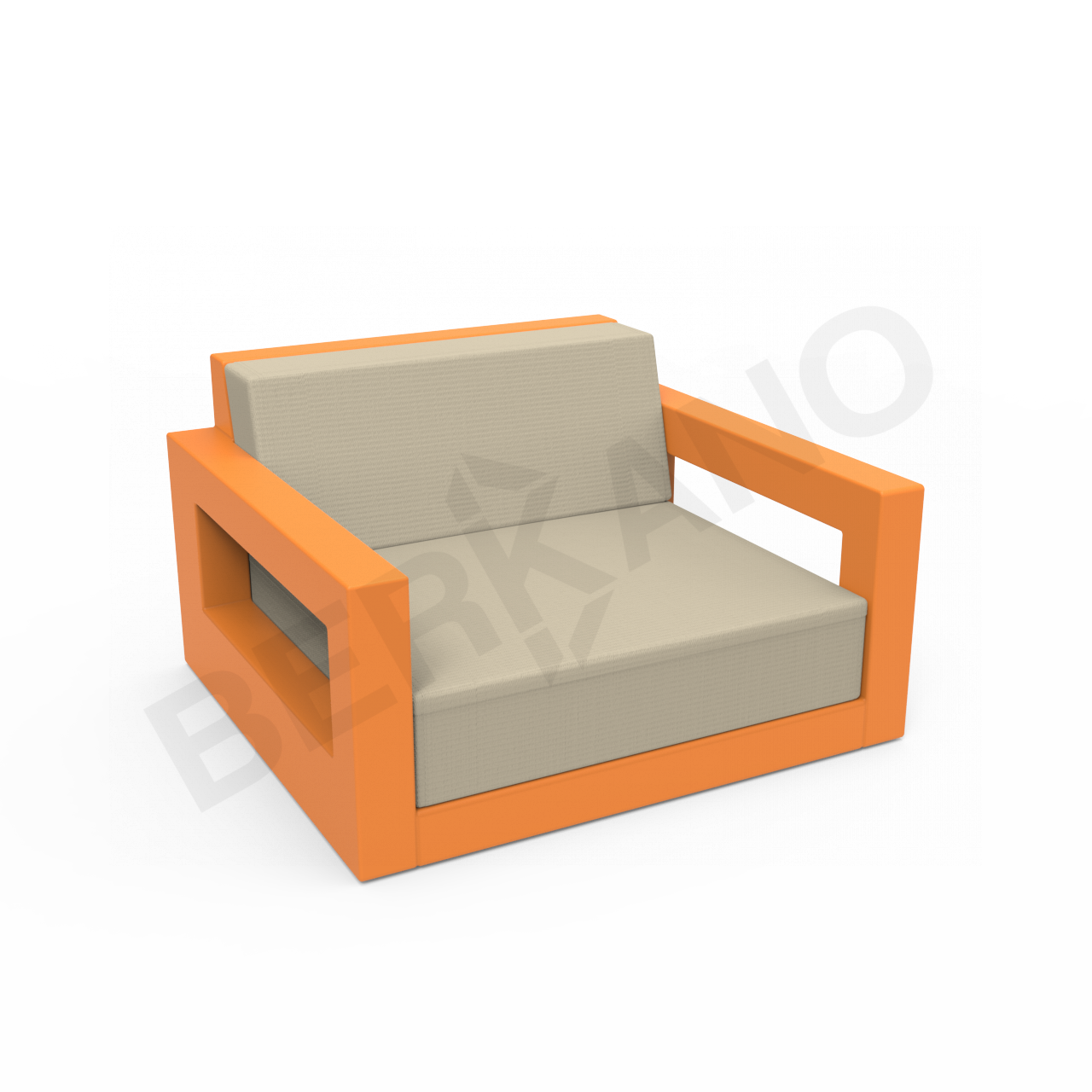 Кресло Quarter lounge с подушками оранжевого цвета / аксессуар бежевого цвета - фото 1