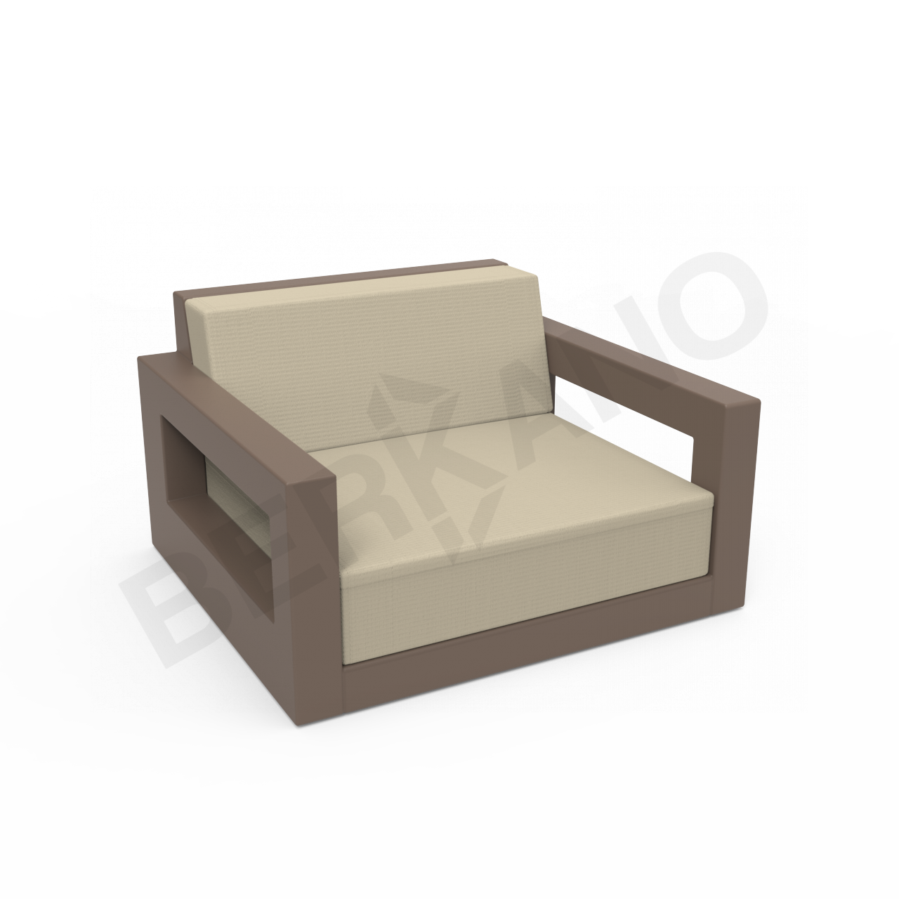 Кресло Quarter lounge с подушками кофейного цвета / аксессуар бежевого цвета - фото 1