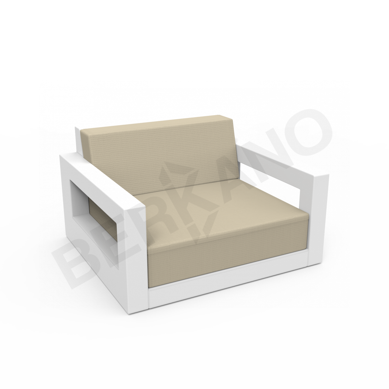 Кресло Quarter lounge с подушками белого цвета / аксессуар бежевого цвета