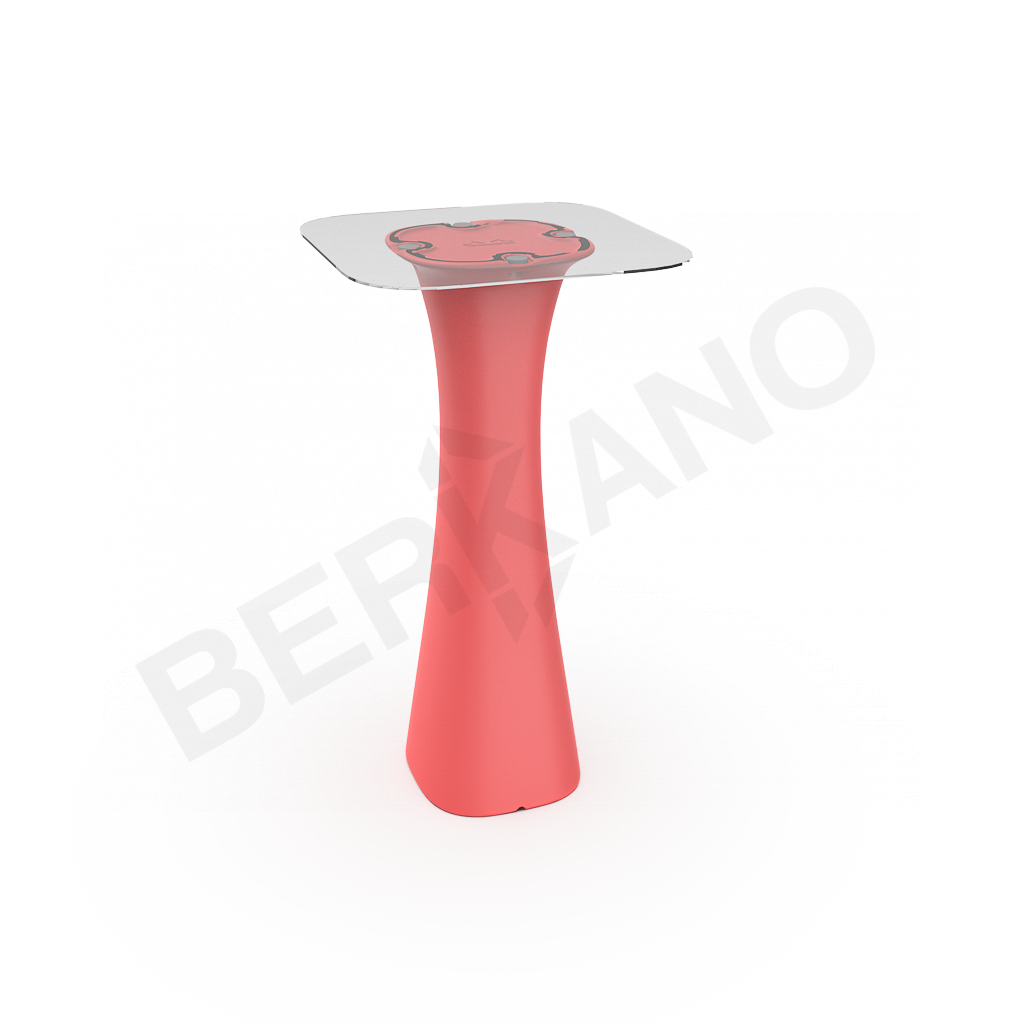 Стол барный со стеклом Grace Bar Square красного цвета - фото 1