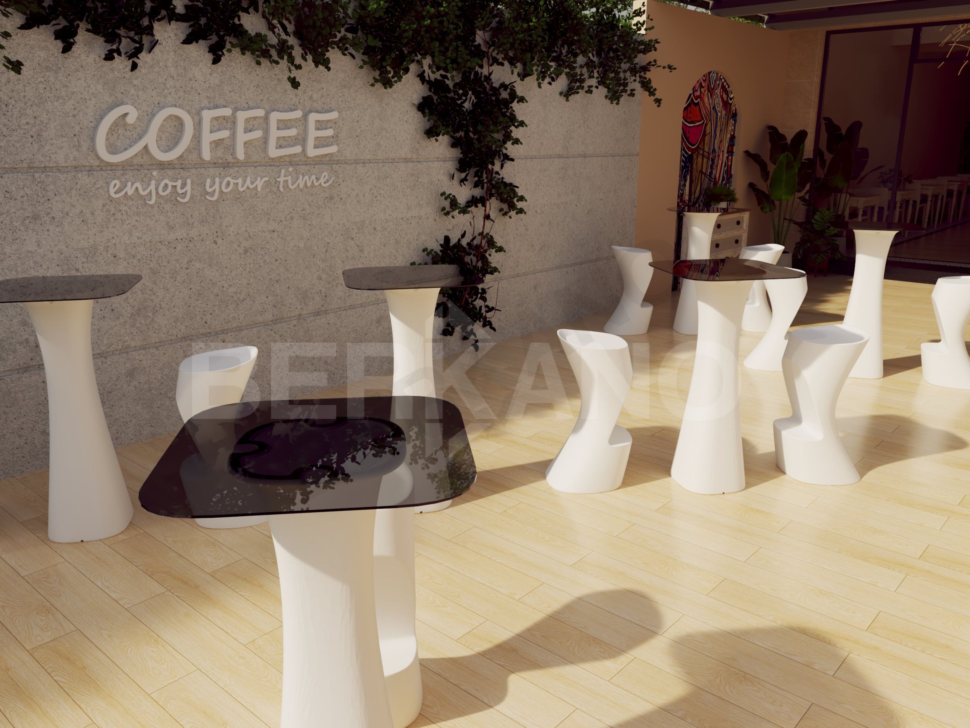 Стол барный со стеклом Grace Bar Square цвета черный гранит - фото 3