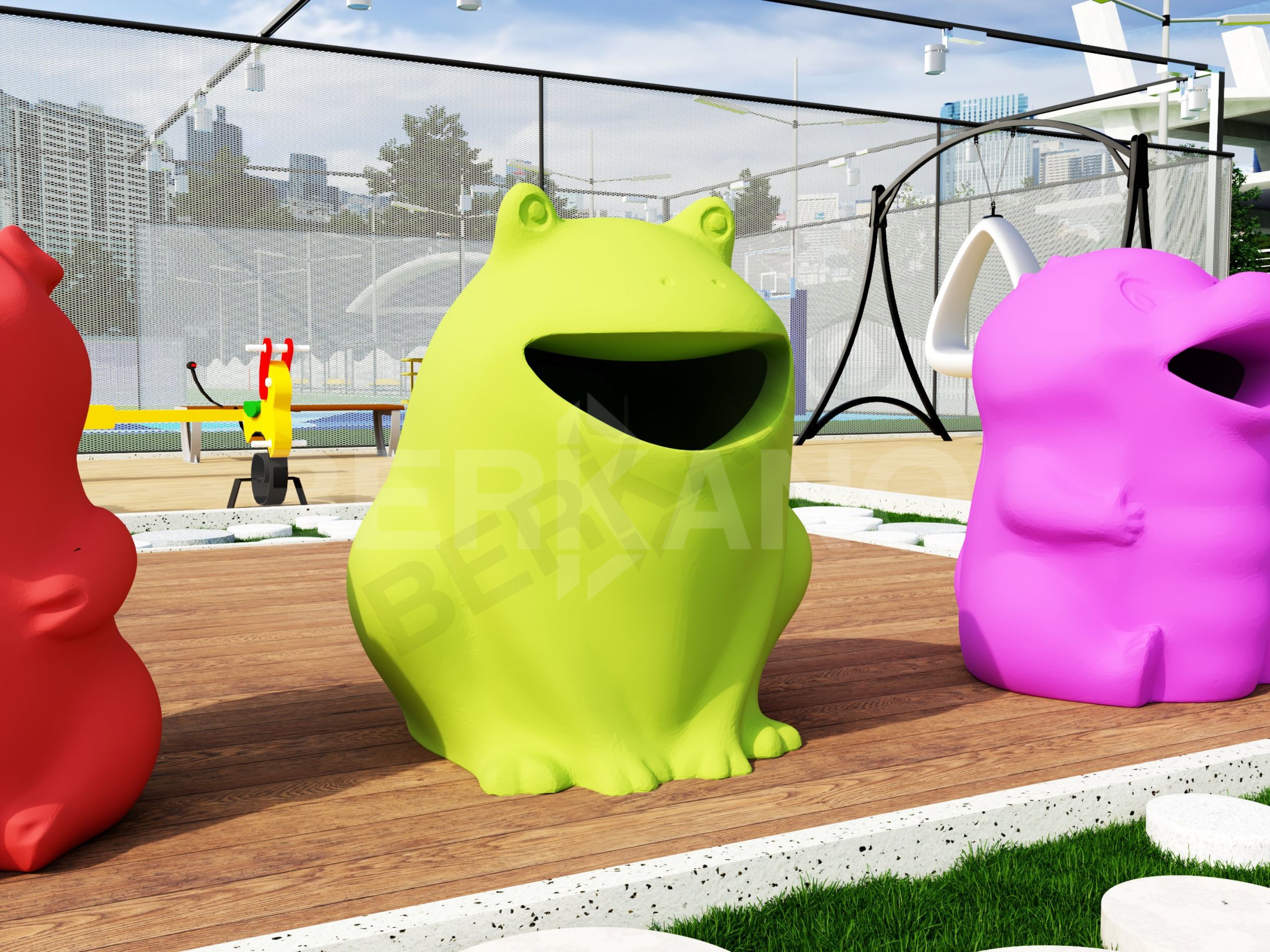 Урна детская BERKANO Frog графитового цвета - фото 4