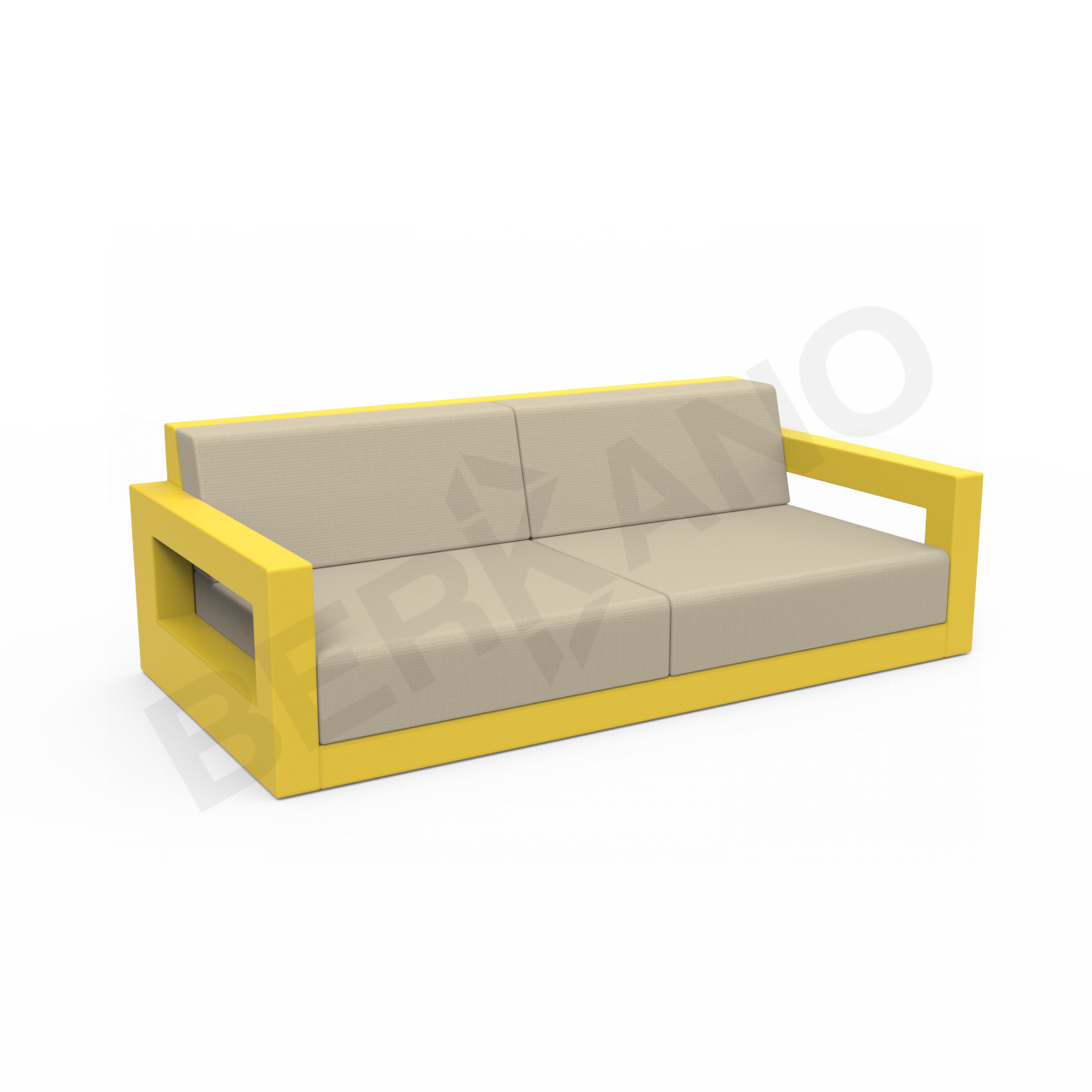 Диван Quarter lounge с подушками желтого цвета / аксессуар бежевого цвета - фото 1