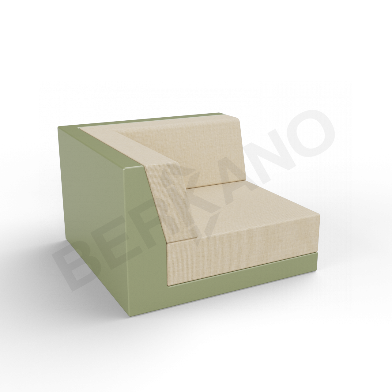 Угловой модуль Quarter modular с подушками темно-зеленого цвета / аксессуар бежевого цвета - фото 1