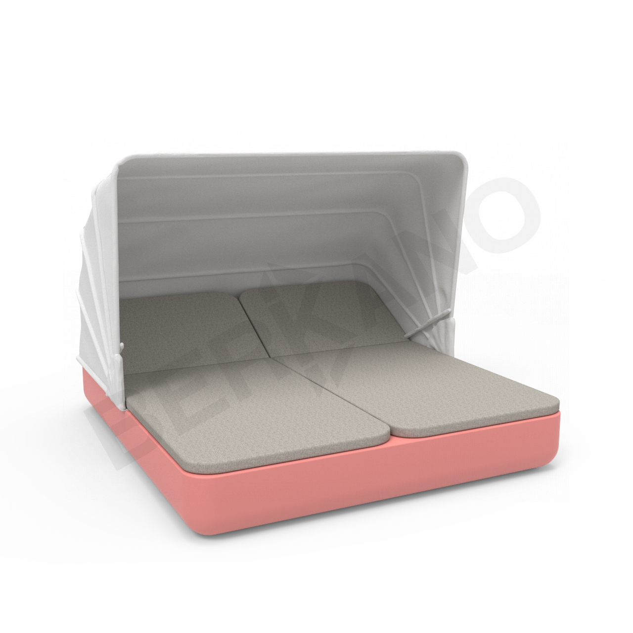 Шезлонг Grace Double Canopy с подушками красного цвета / аксессуар Light grey - фото 1