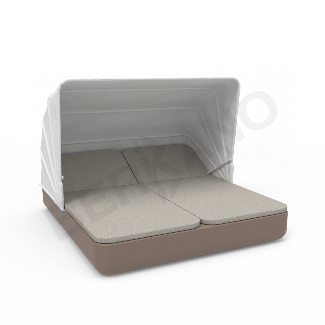 Шезлонг Grace Double Canopy с подушками кофейного цвета / аксессуар Light grey - фото 1