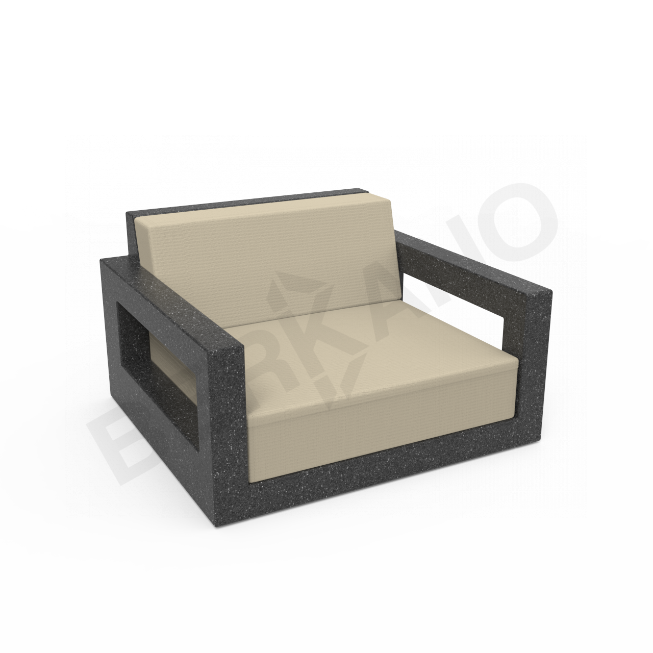 Кресло Quarter lounge с подушками цвета черный гранит / аксессуар бежевого цвета - фото 1