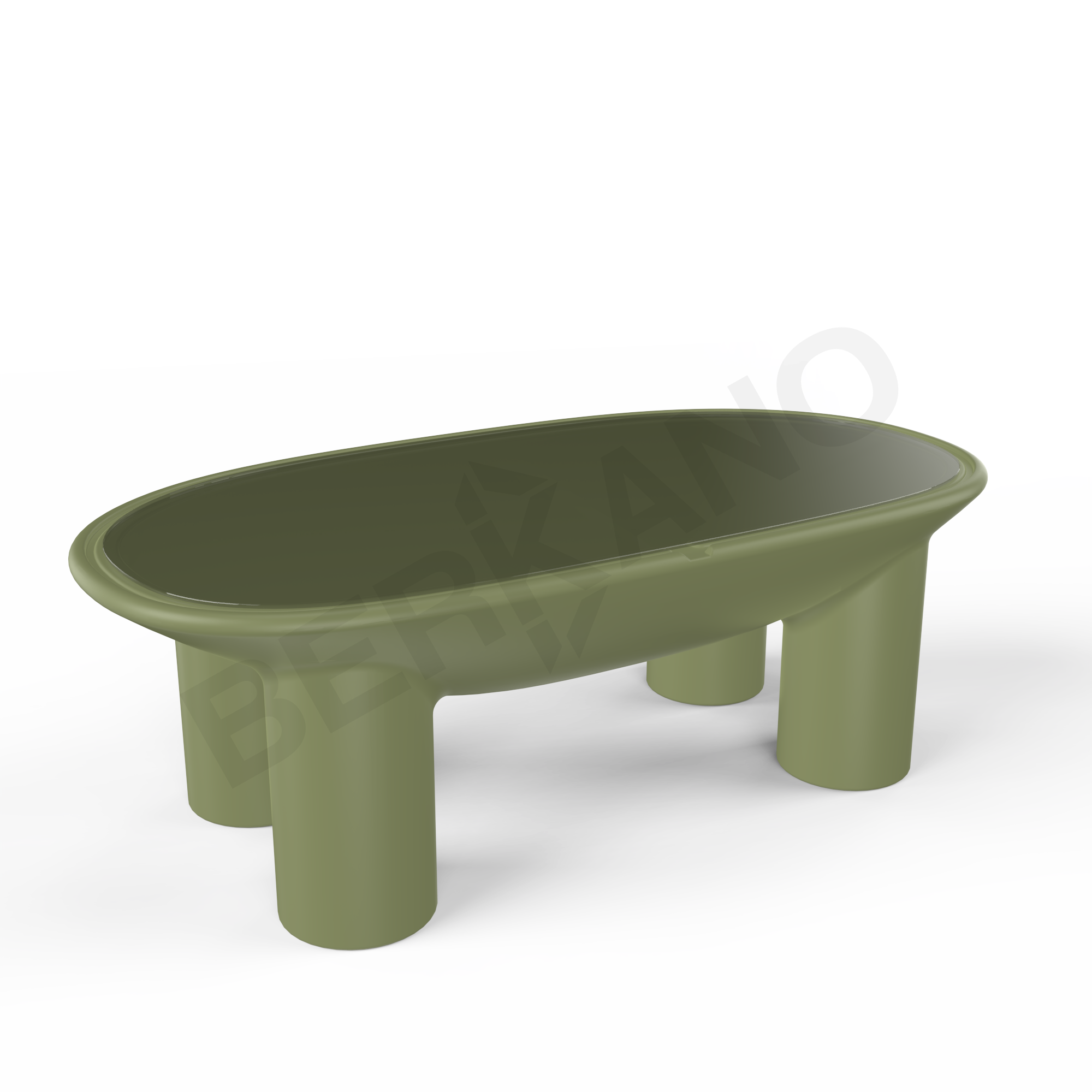 Стол SLON со стеклом темно-зеленого цвета - фото 1