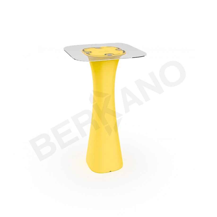 Стол барный со стеклом Grace Bar Square желтого цвета - фото 1