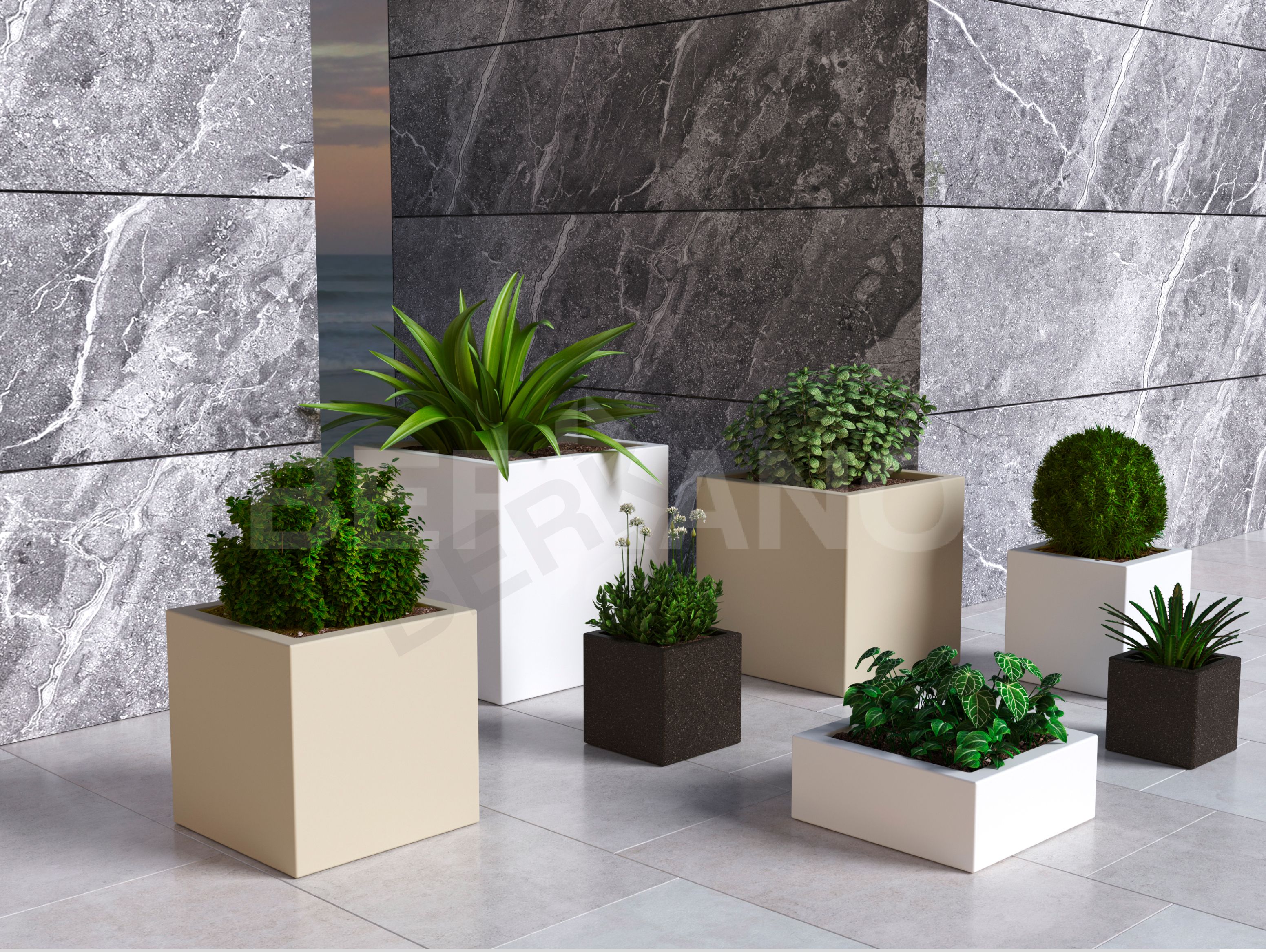 Кашпо Quarter 30 бежевого цвета - фото 2