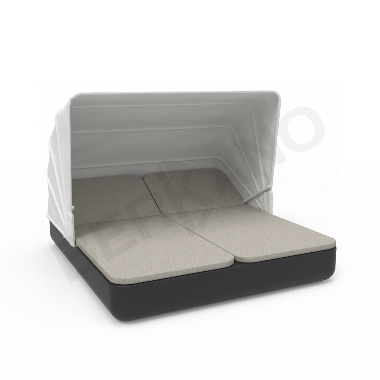 Шезлонг Grace Double Canopy с подушками черного цвета / аксессуар Light grey - фото 1