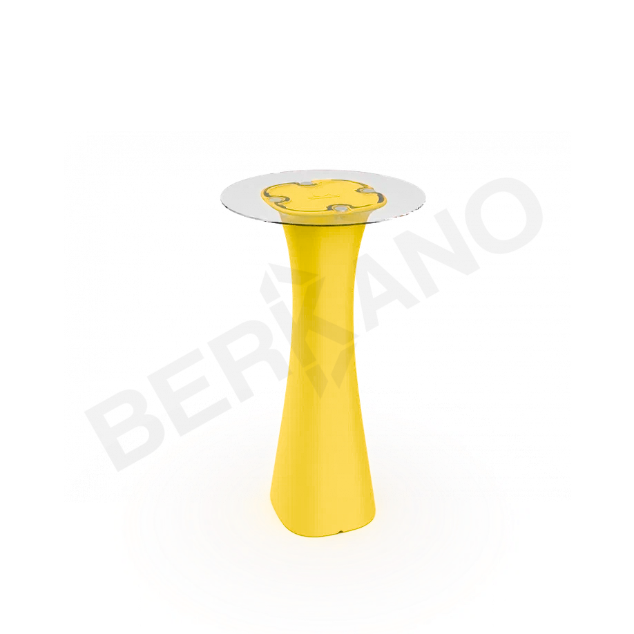 Стол барный со стеклом Grace Bar Round желтого цвета - фото 1