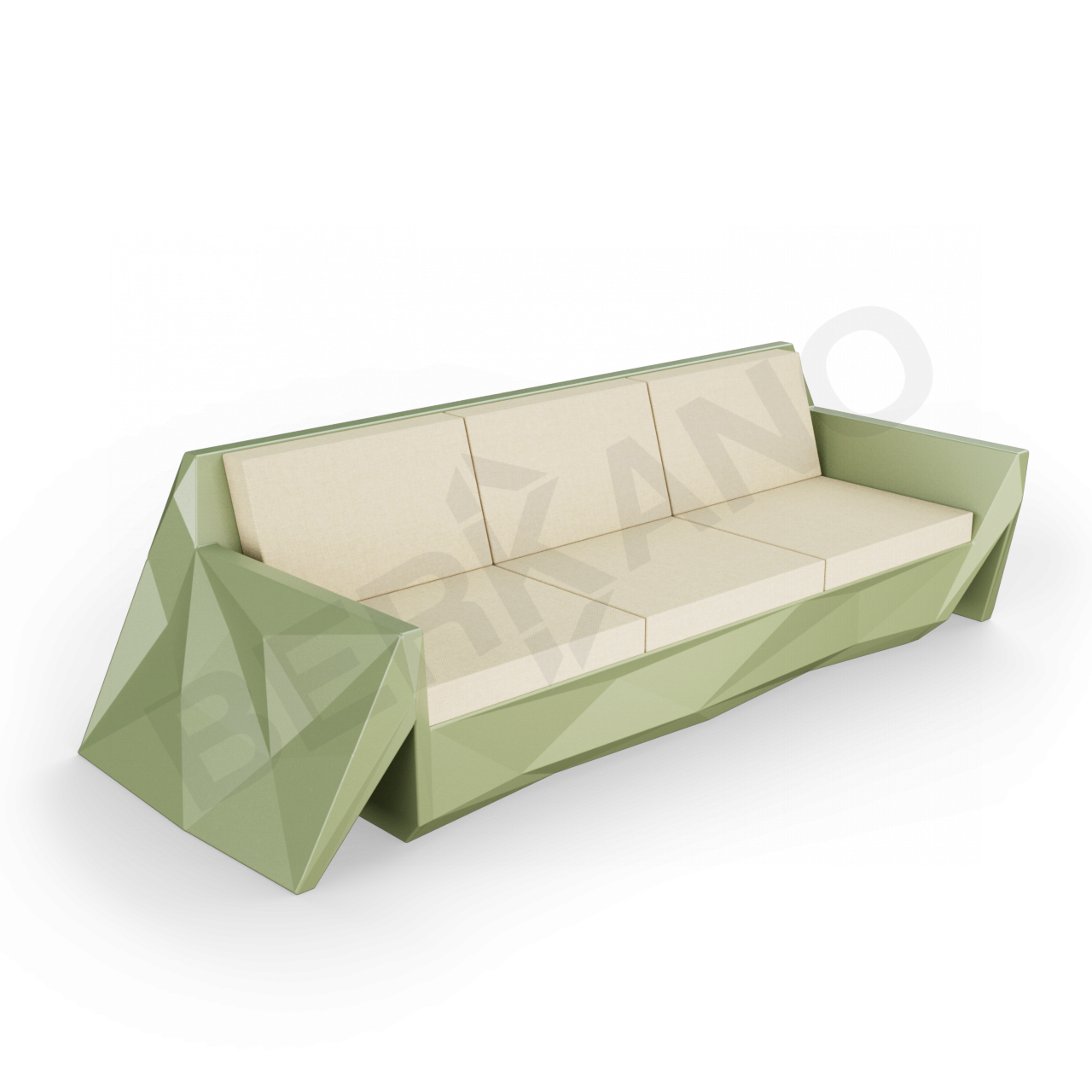 Диван Quaro с подушками темно-зеленого цвета / аксессуар бежевого цвета - фото 1