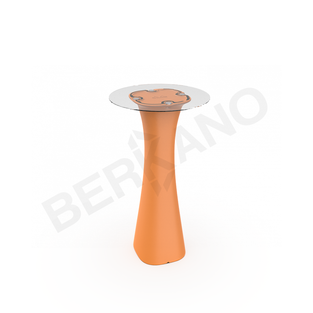 Стол барный со стеклом Grace Bar Round оранжевого цвета - фото 1