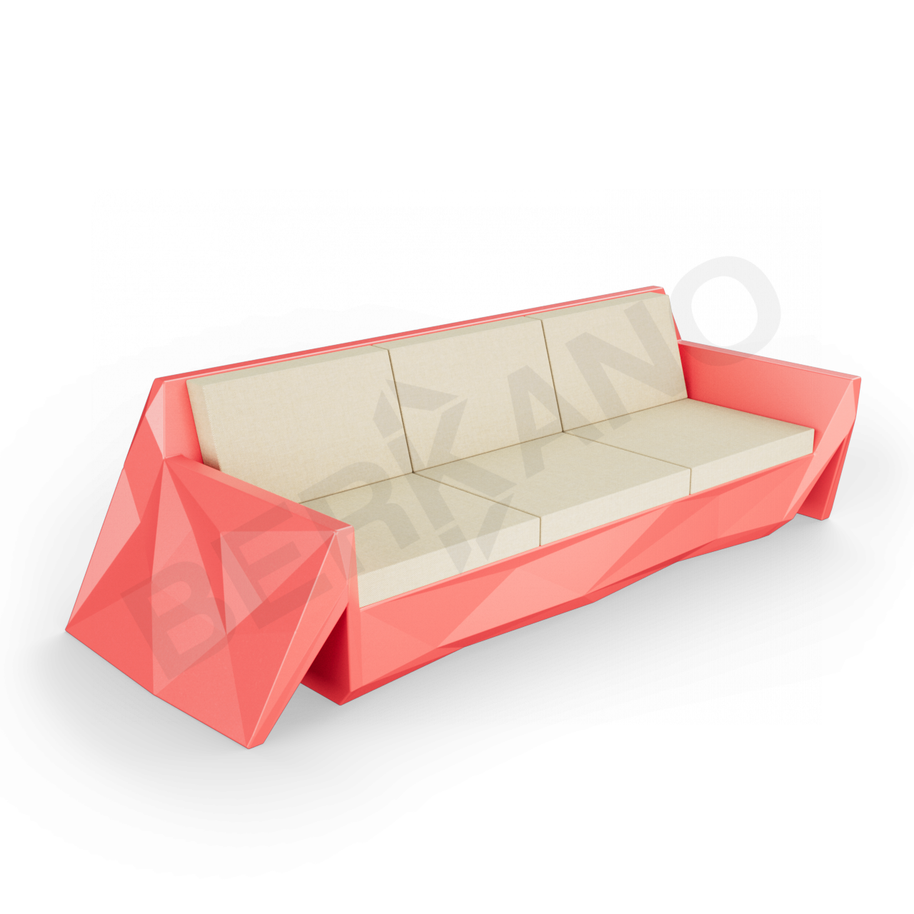 Диван Quaro с подушками красного цвета / аксессуар бежевого цвета - фото 1