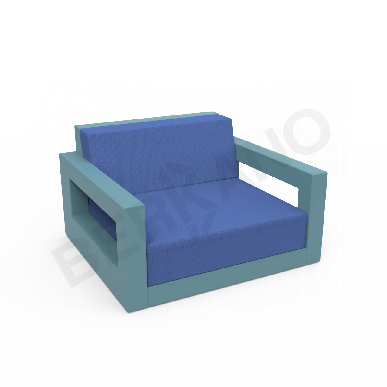 Кресло Quarter lounge с подушками бирюзового цвета / аксессуар темно-синего цвета - фото 1