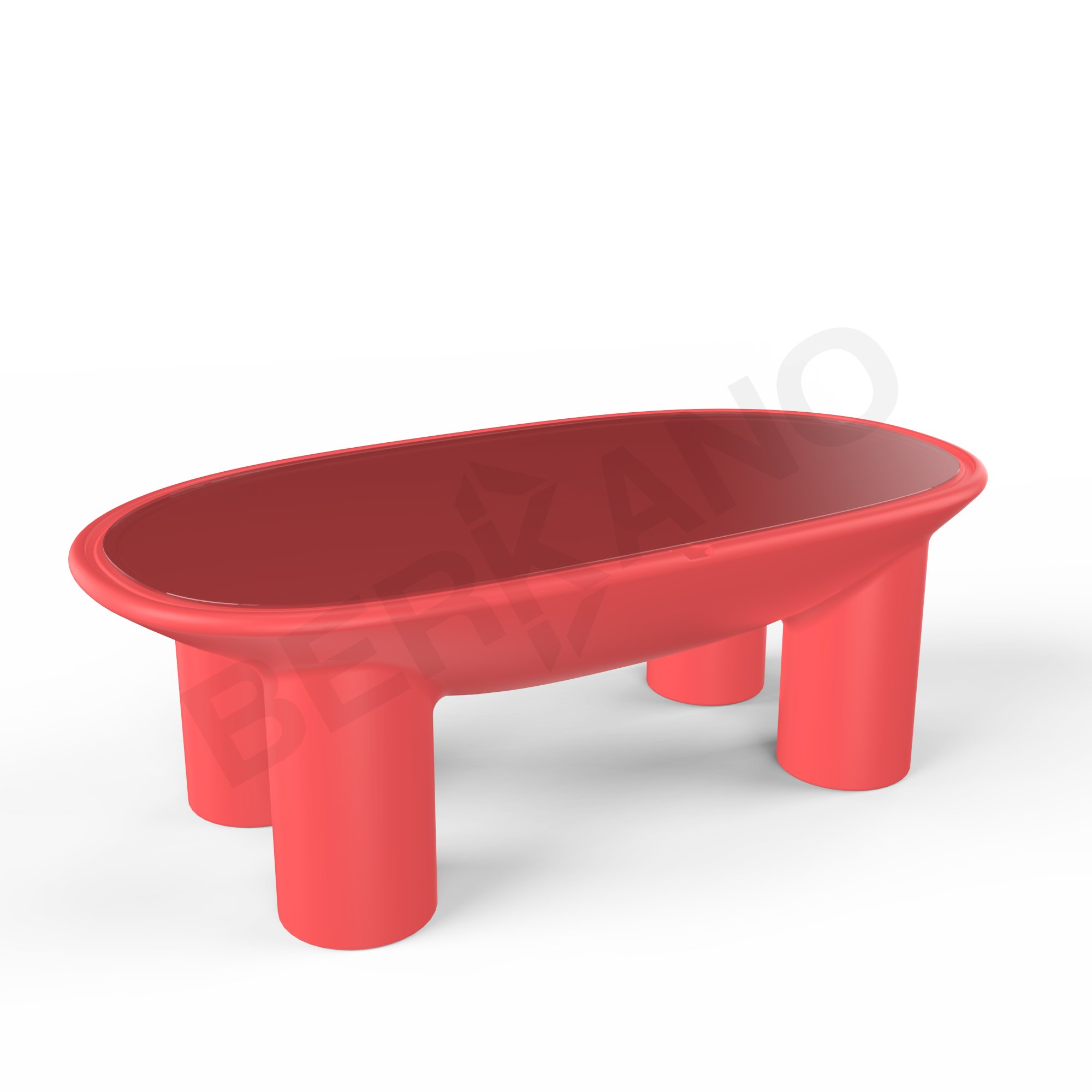 Стол SLON со стеклом красного цвета - фото 1