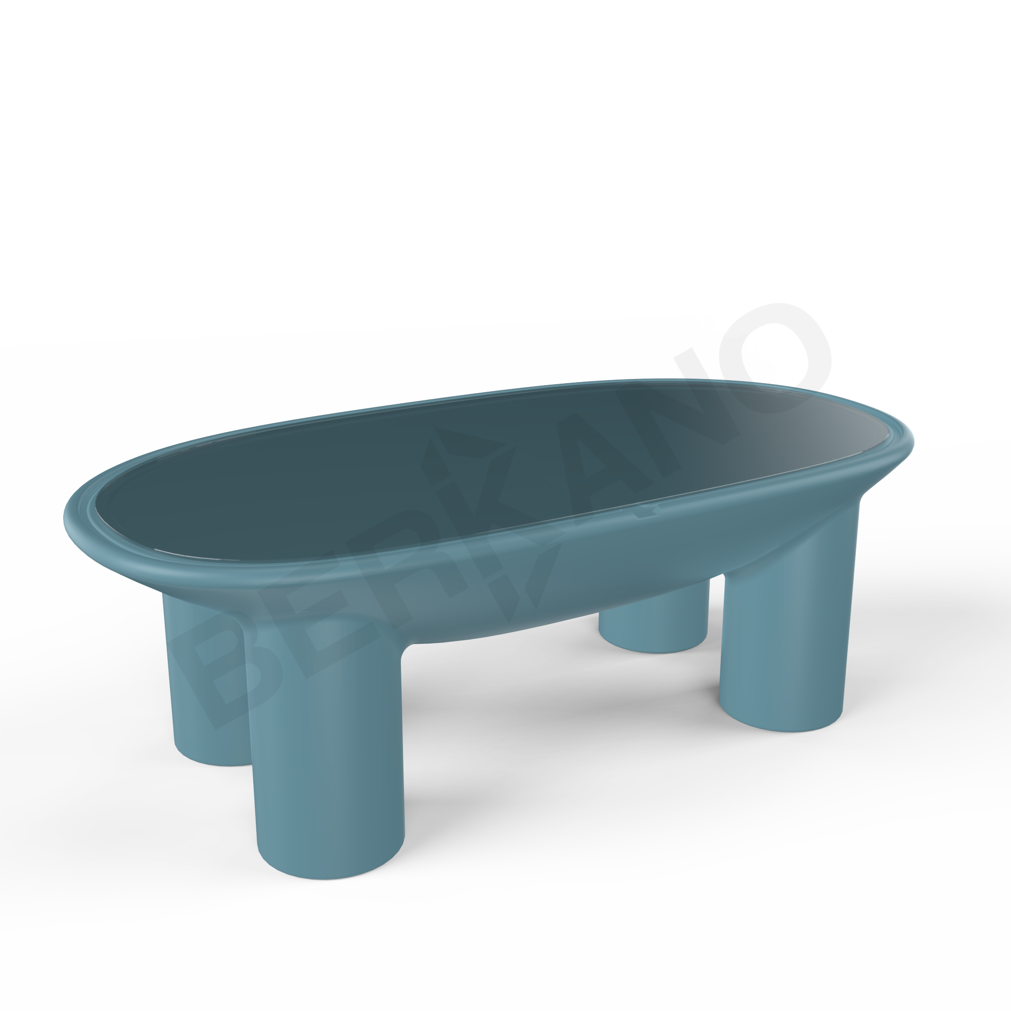 Стол SLON со стеклом бирюзового цвета - фото 1