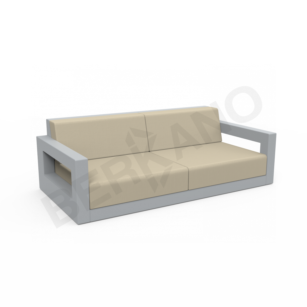 Диван Quarter lounge с подушками серого цвета / аксессуар бежевого цвета - фото 1