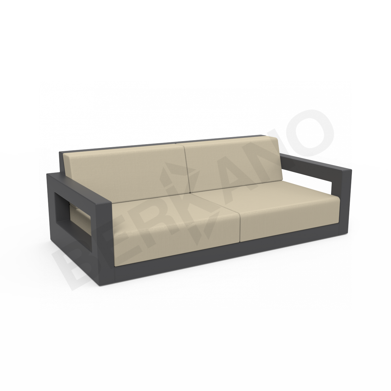 Диван Quarter lounge с подушками графитового цвета / аксессуар бежевого цвета - фото 1
