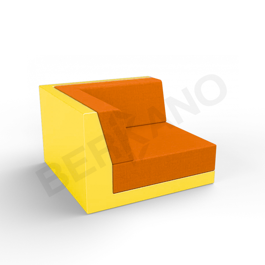 Угловой модуль Quarter modular с подушками желтого цвета / аксессуар оранжевого цвета - фото 1