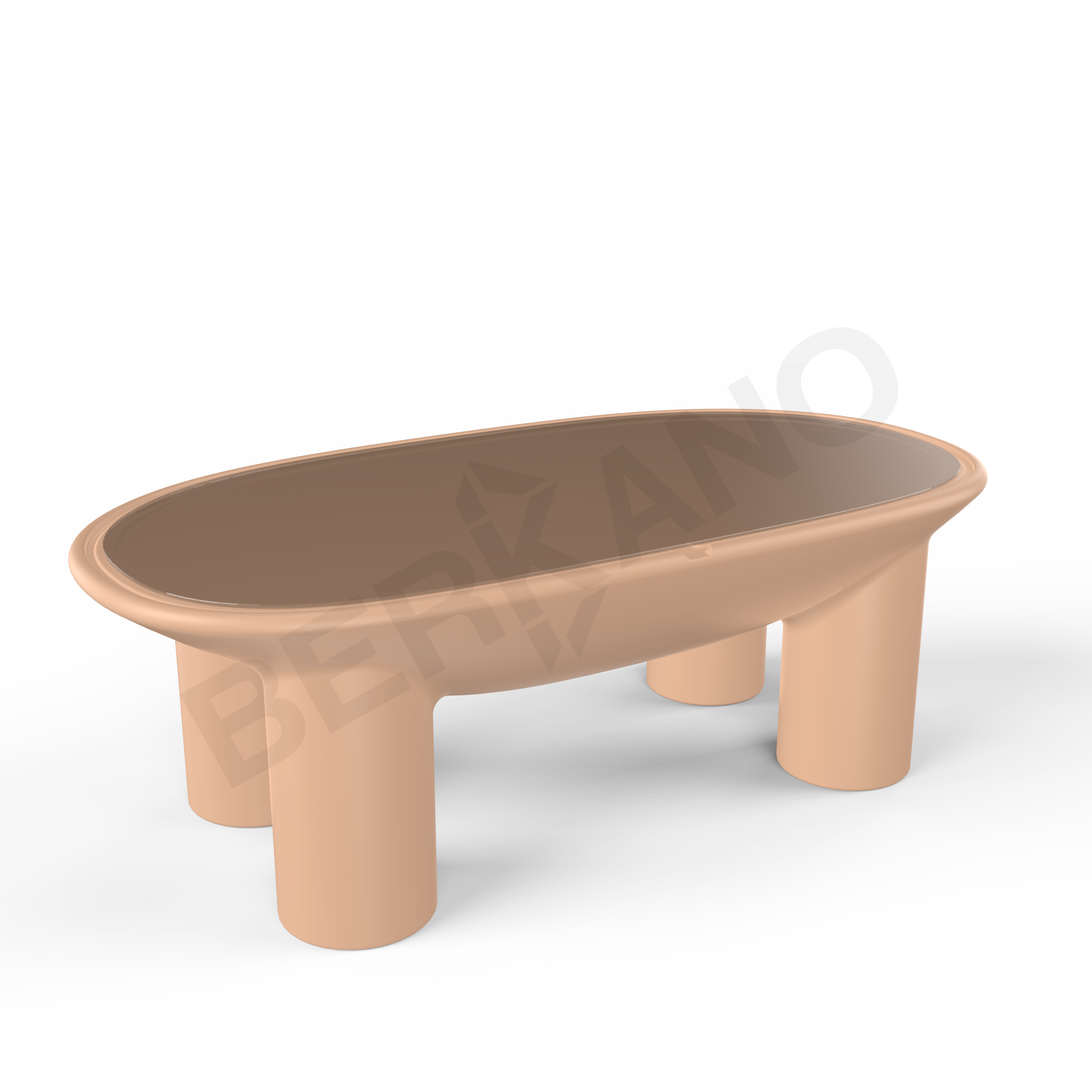 Стол SLON со стеклом терракотового цвета - фото 1