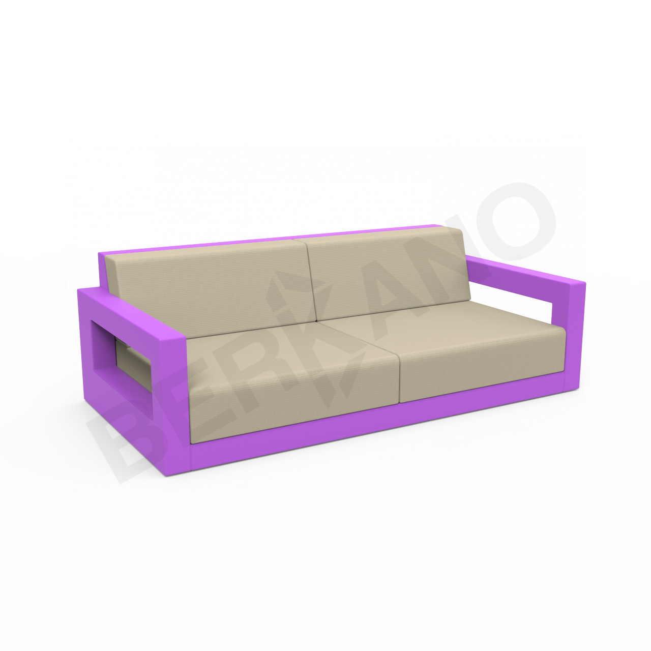 Диван Quarter lounge с подушками сиреневого цвета / аксессуар бежевого цвета - фото 1