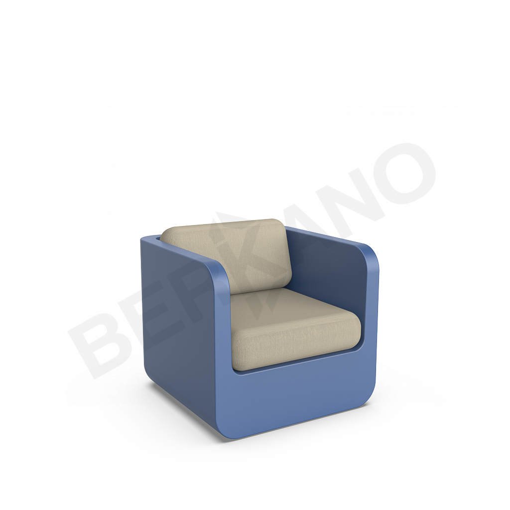 Кресло Grace с подушками синего цвета / аксессуар бежевого цвета - фото 1