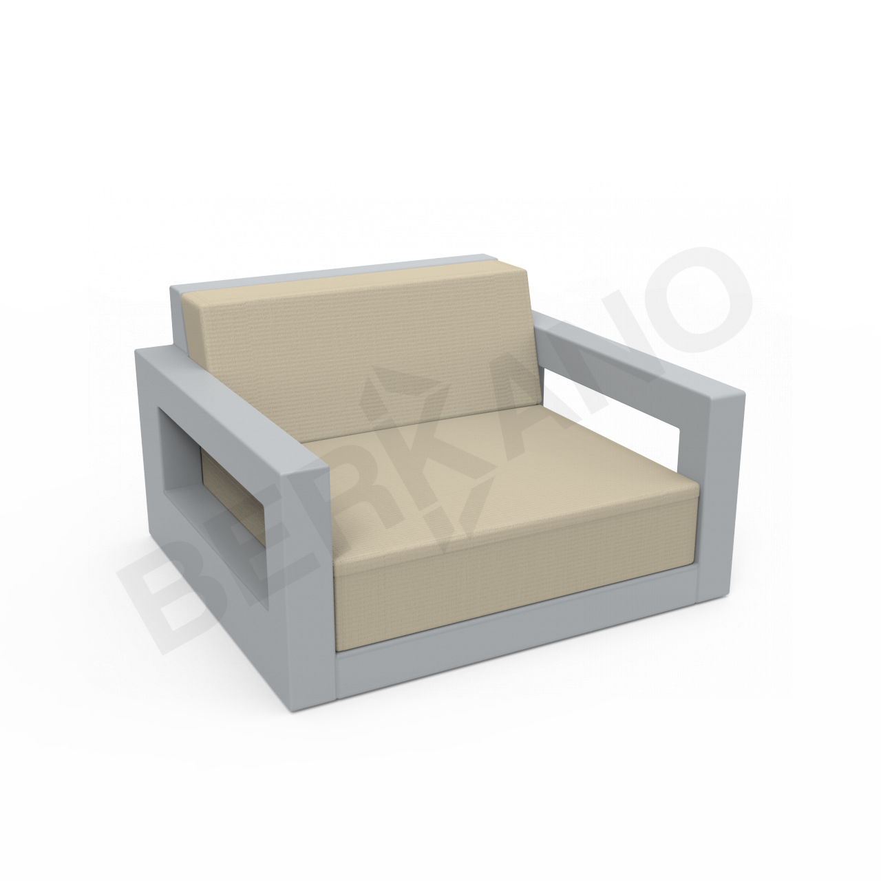 Кресло Quarter lounge с подушками серого цвета / аксессуар бежевого цвета - фото 1