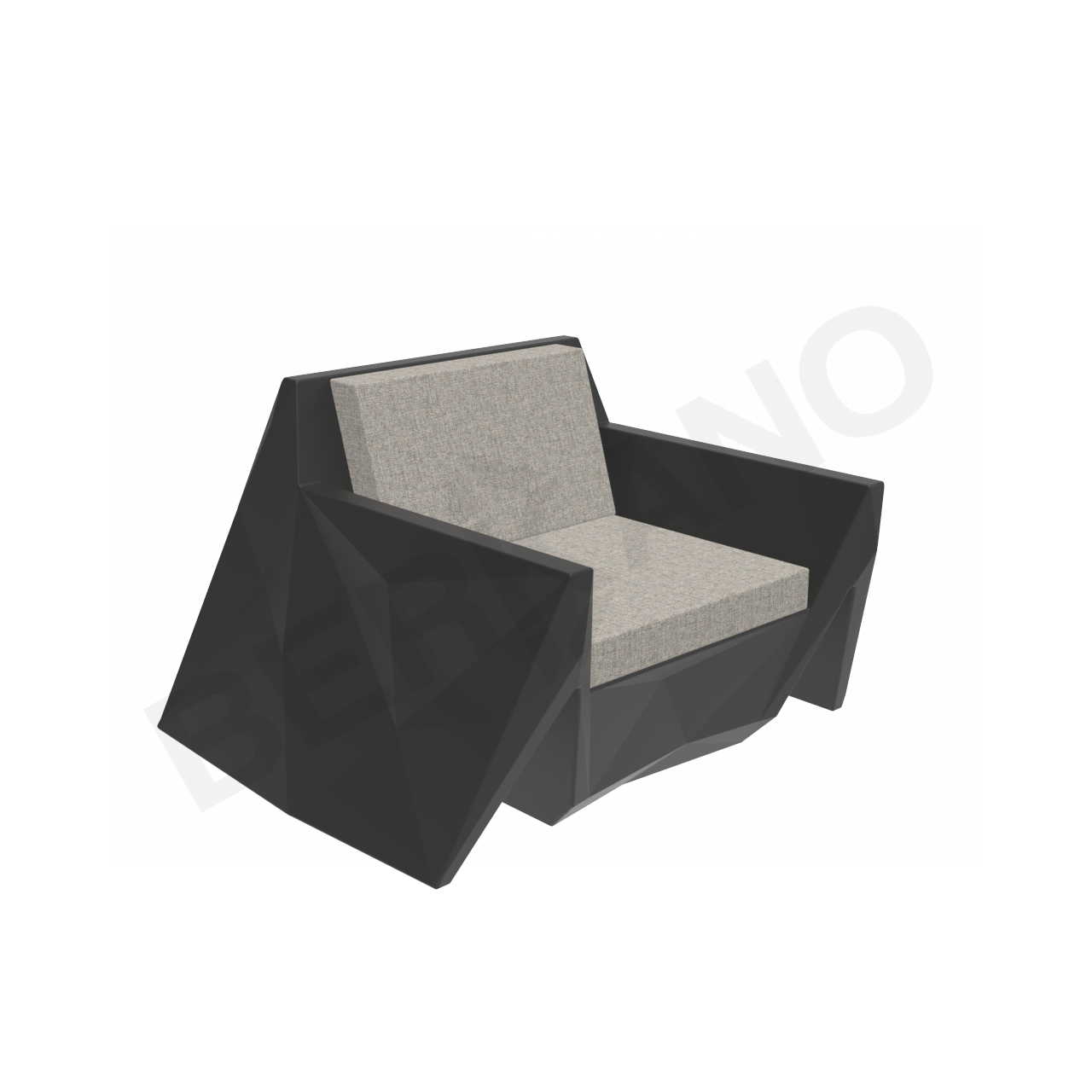 Кресло Quaro с подушками черного цвета / аксессуар Light grey - фото 1