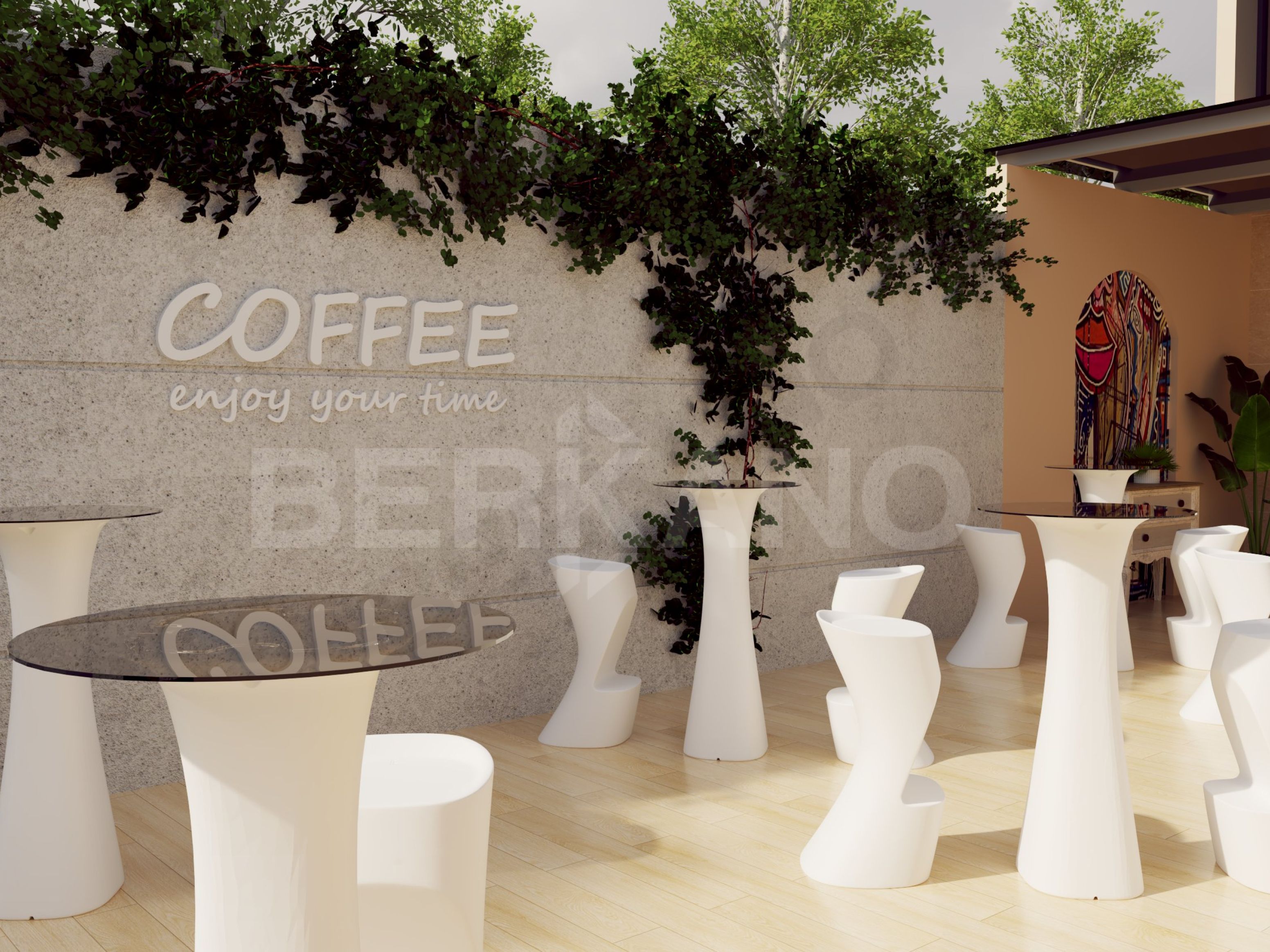 Стол барный со стеклом Grace Bar Round черного цвета - фото 4