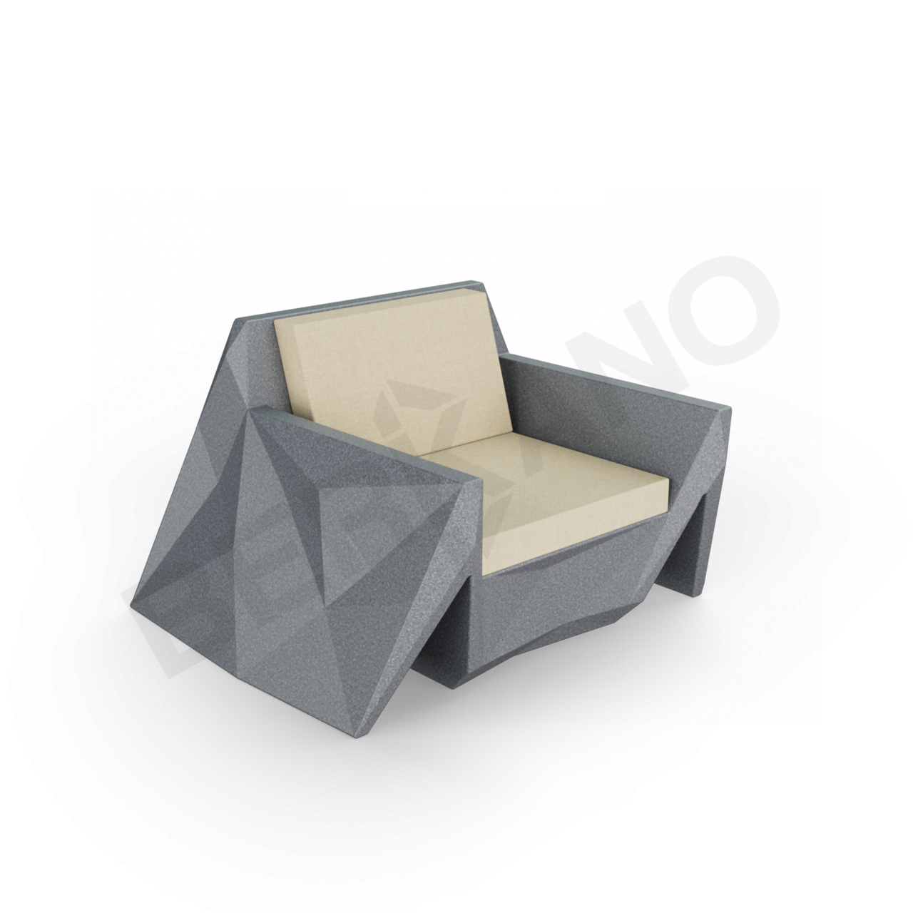 Кресло Quaro с подушками цвета черный гранит / аксессуар бежевого цвета - фото 1