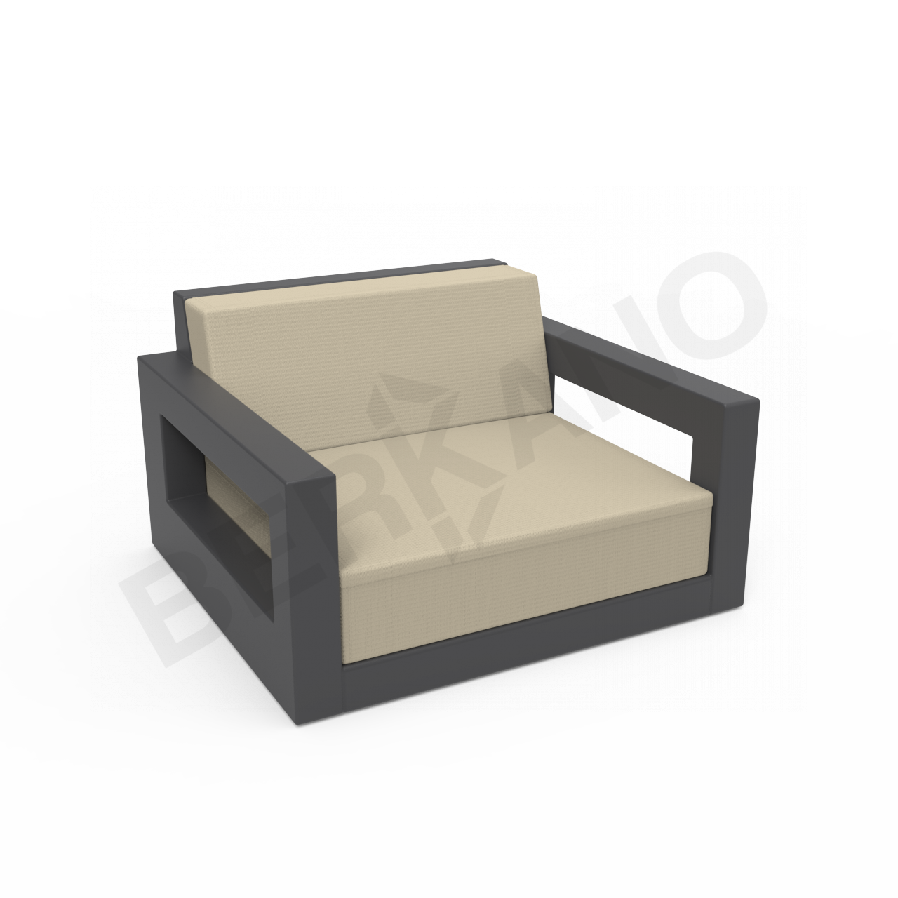 Кресло Quarter lounge с подушками графитового цвета / аксессуар бежевого цвета - фото 1