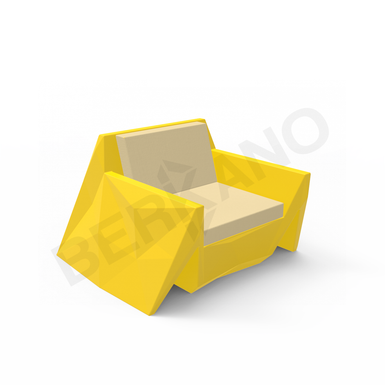 Кресло Quaro с подушками желтого цвета / аксессуар бежевого цвета - фото 1