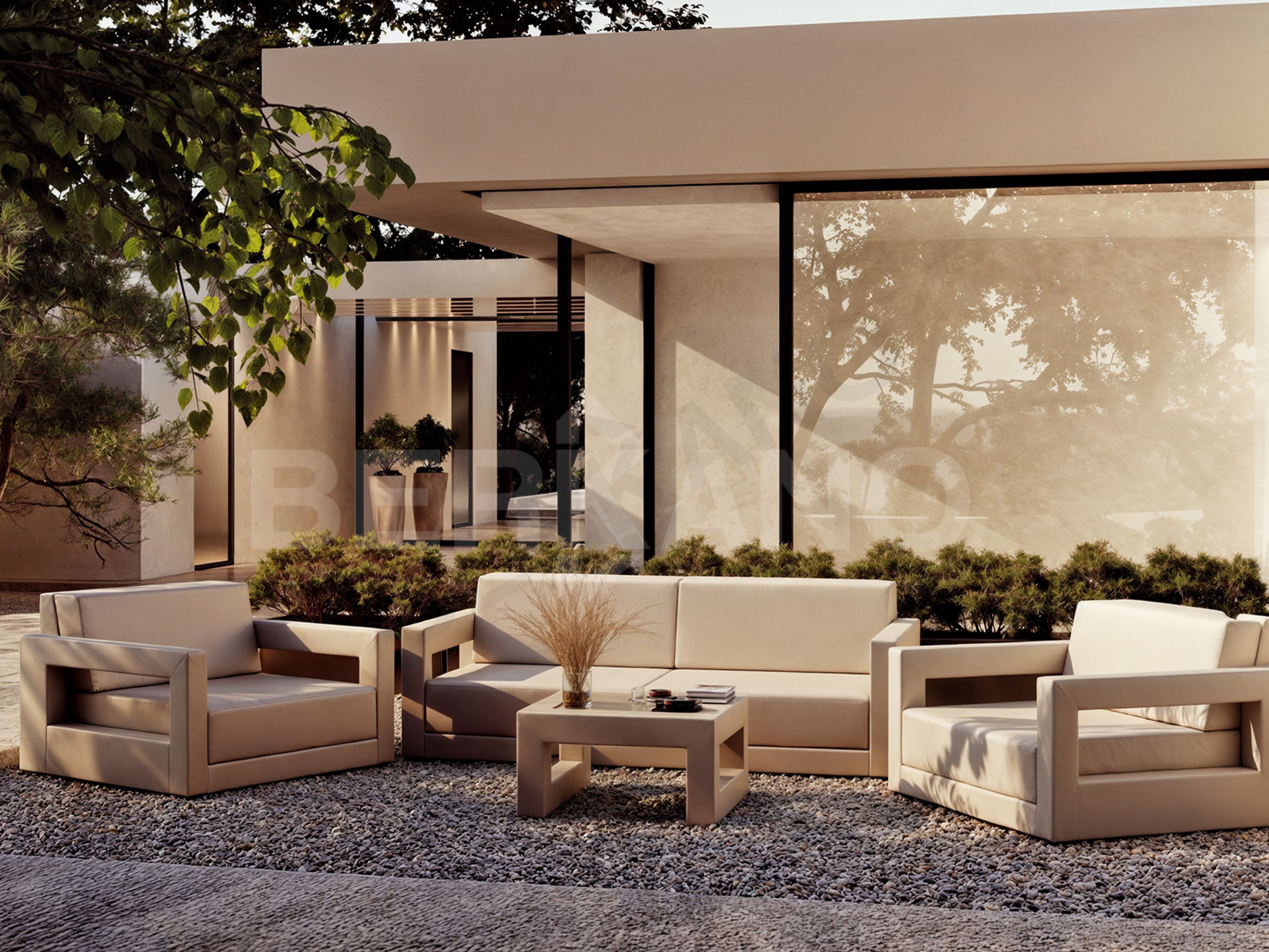 Диван Quarter lounge с подушками красного цвета / аксессуар бежевого цвета - фото 2