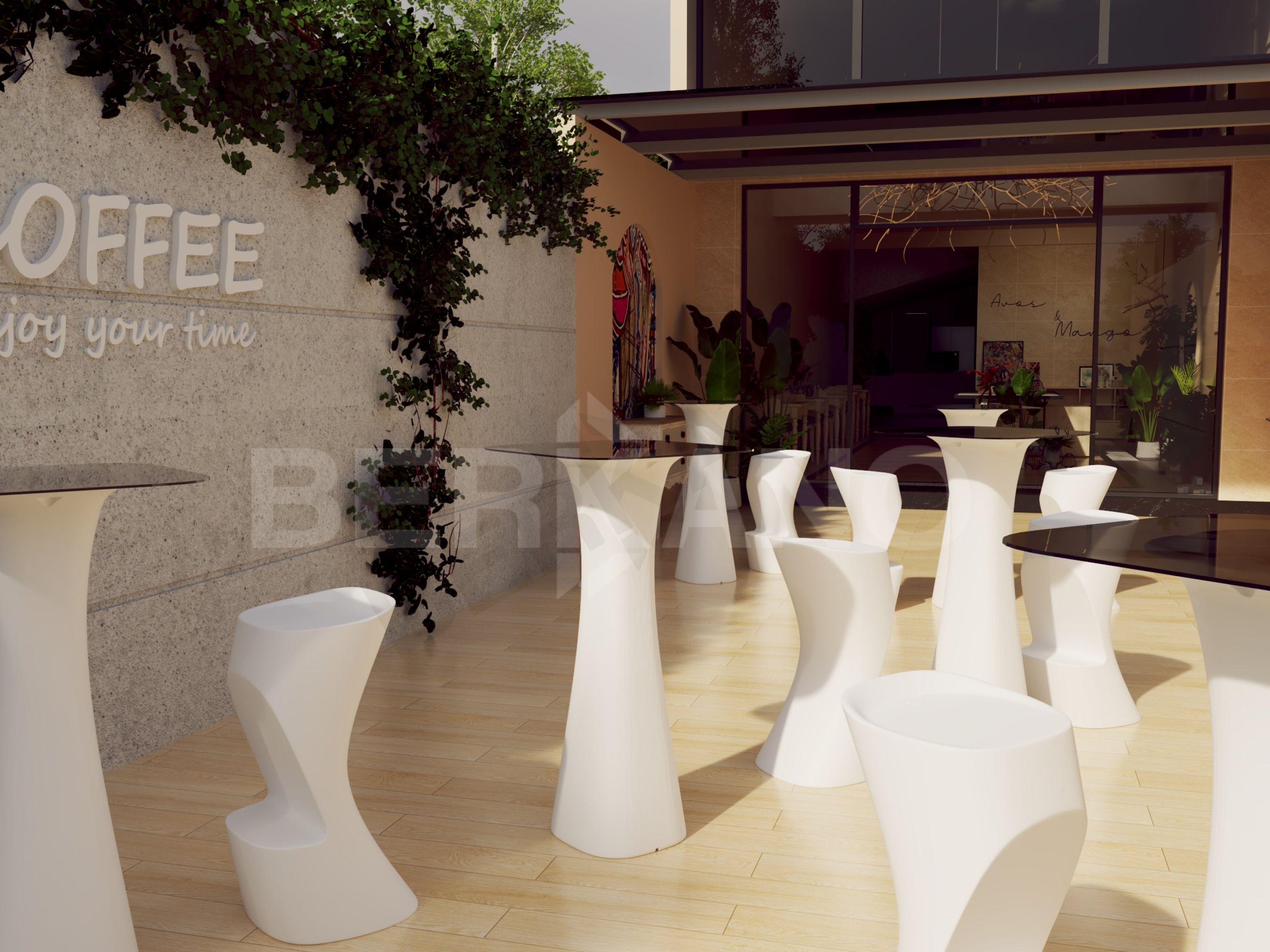 Стол барный со стеклом Grace Bar Square бирюзового цвета - фото 4