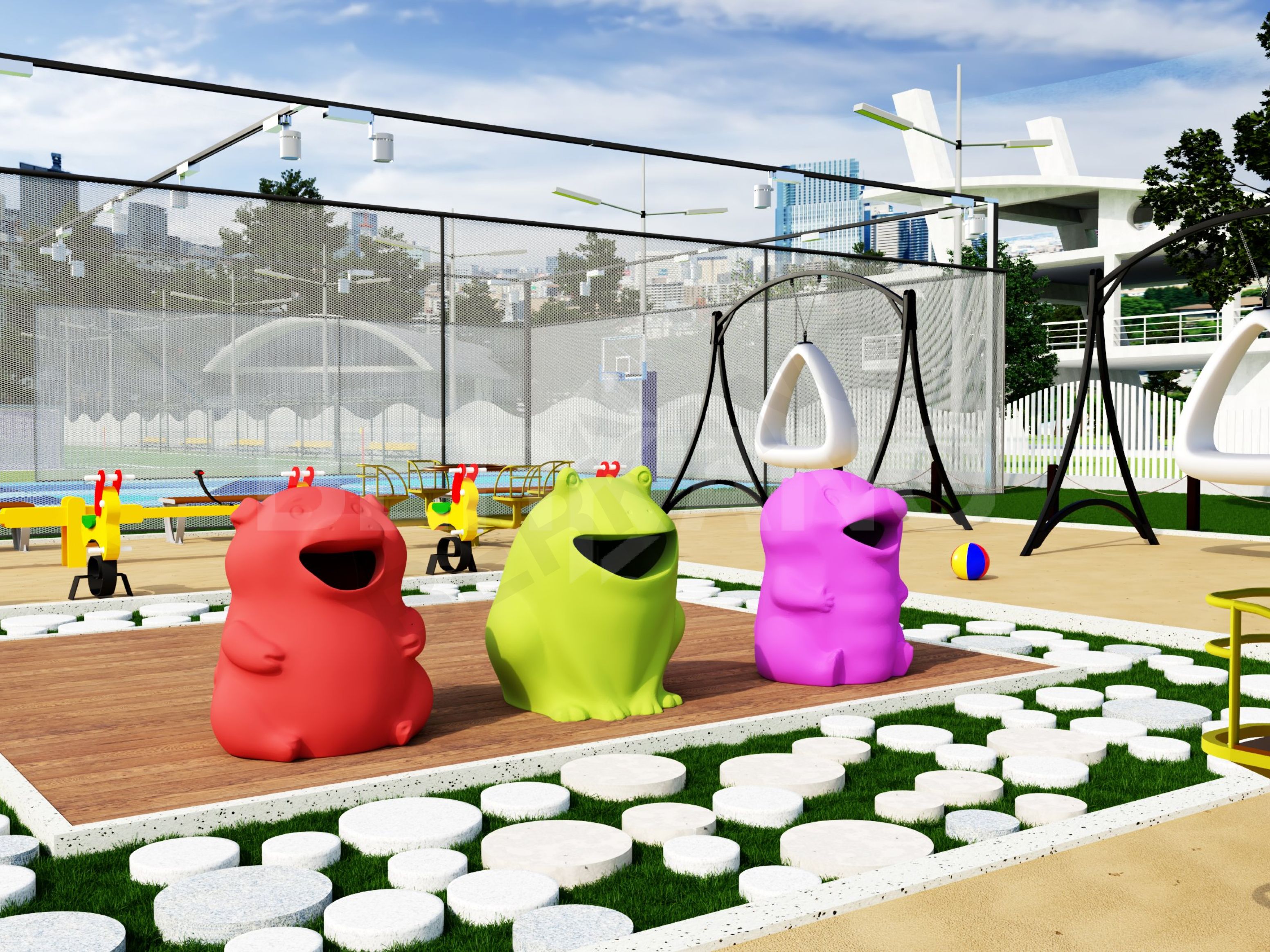 Урна детская BERKANO Frog бирюзового цвета - фото 3