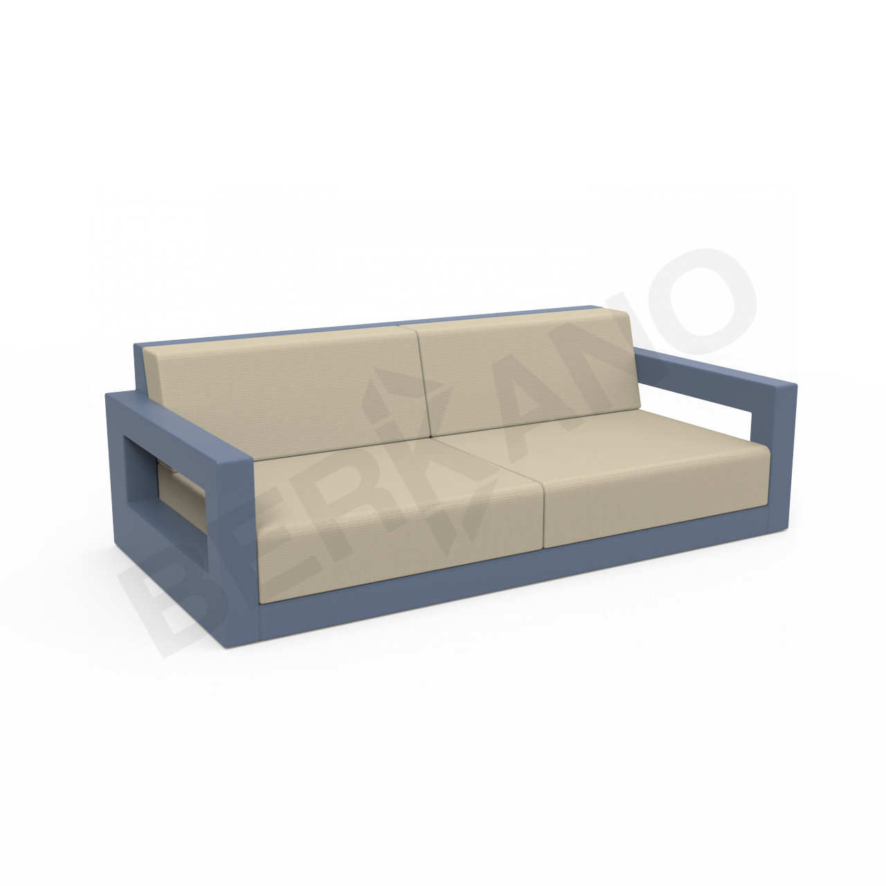 Диван Quarter lounge с подушками синего цвета / аксессуар бежевого цвета - фото 1