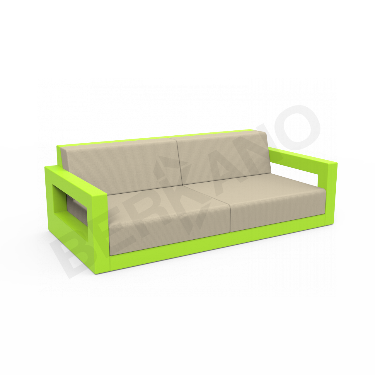 Диван Quarter lounge с подушками зеленого цвета / аксессуар бежевого цвета - фото 1
